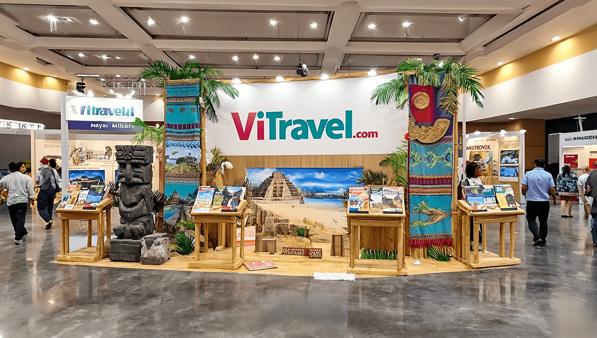 VITRAVEL exhibition booth with Mayan Riviera props